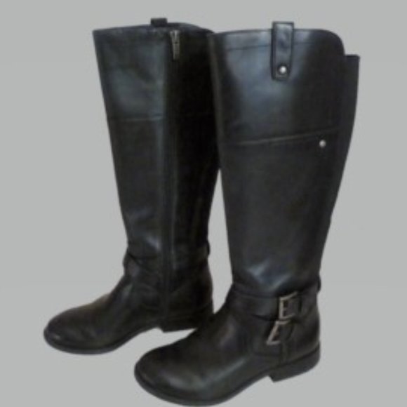 Marc Fisher 5M Black Tall Riding Boot with Buckle - Picture 3 of 6